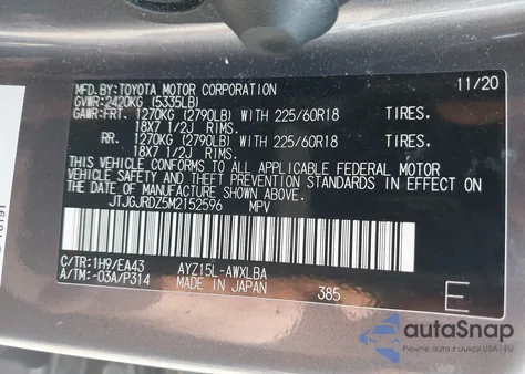 2021 Lexus Nx 300H from USA, damaged, VIN JTJGJRDZ5M2152596